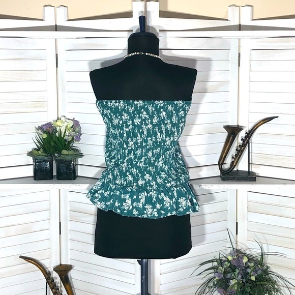 Shein Strapless Floral Chiffon Ruffled Top XS - Picture 3 of 8